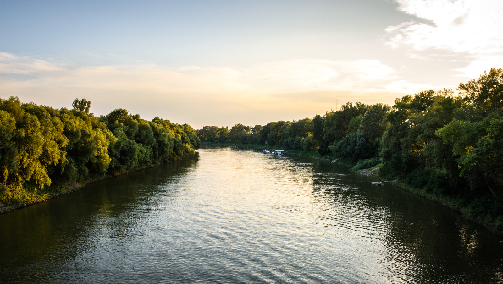 tisza river hungary view at sunset